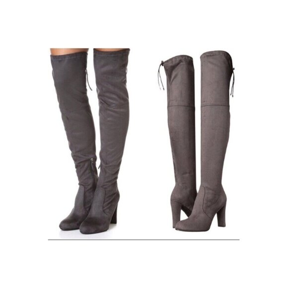 $200 SAM EDELMAN KENT Over the Knee Boot OTK GREY BLOCK HIGHLAND 9 - Picture 1 of 11
